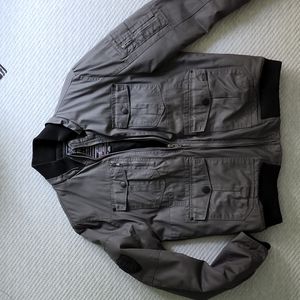 BUFFALO David Bitton Gray rugged military multiple pocket winter bomber Jacket M